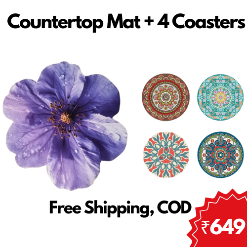 COMBO PACK Countertop Flower Mat & Silicone Coasters (pack of 4)