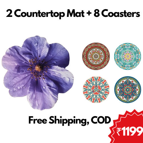 COMBO PACK Countertop Flower Mat & Silicone Coasters (pack of 4)